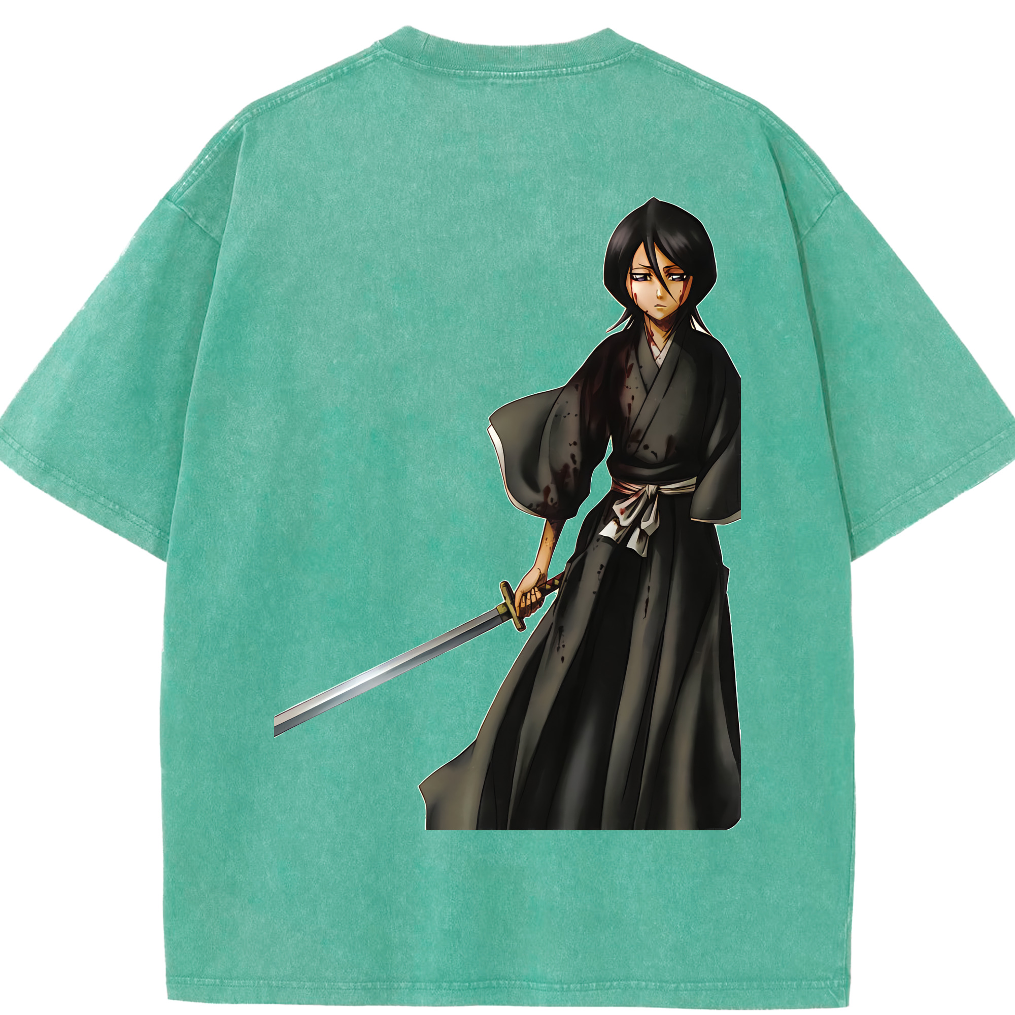 （画像用） ブリーチ 朽木ルキア BLEACH Kuchiki Rukia 綿100% ヴィンテージ風 半袖Tシャツ（背面プリント）